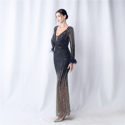 Ostrich Gradient Formal Dress