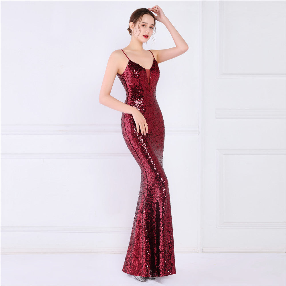 Beaded Position Flower Formal Dress