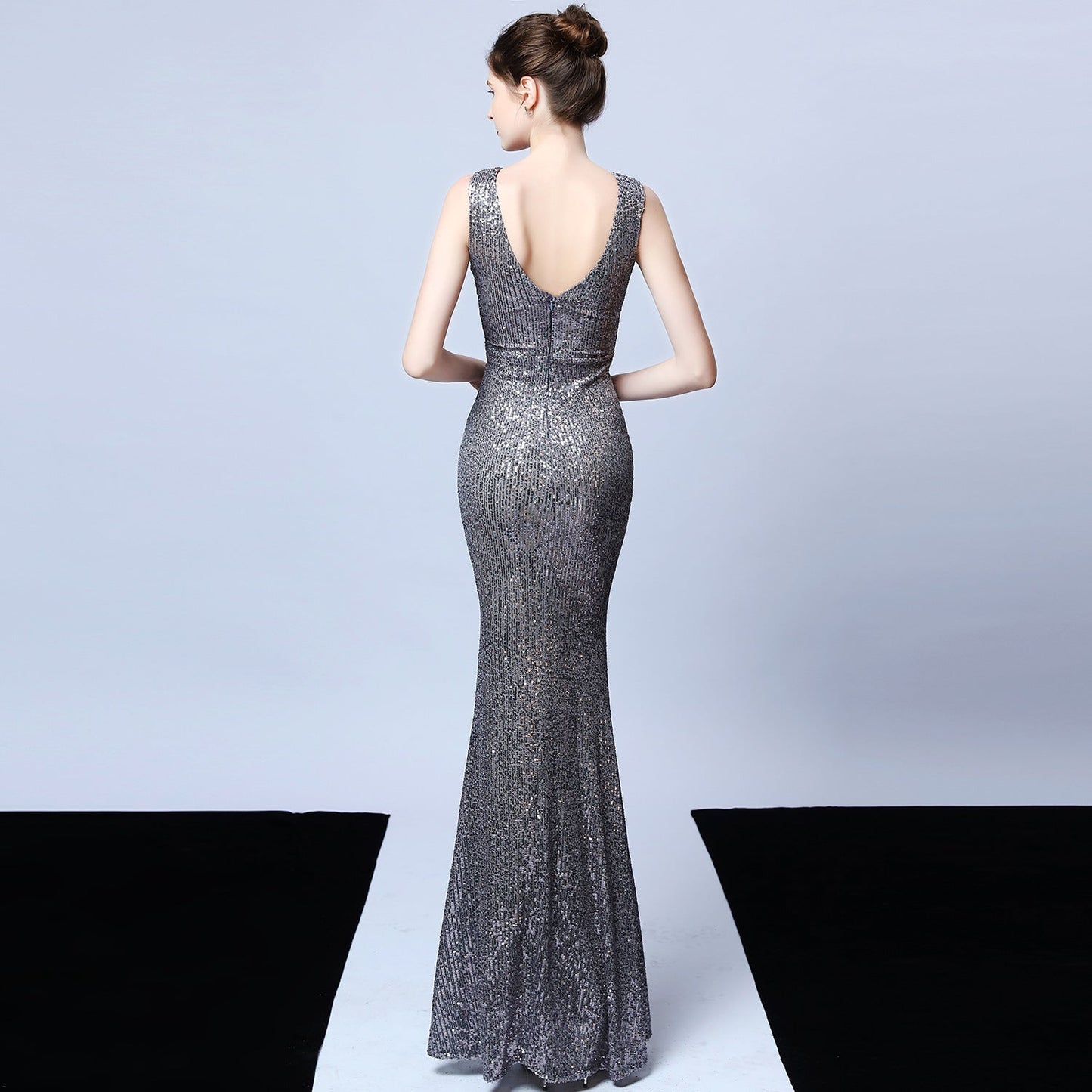 Long Sleeveless Sequin Formal Dress