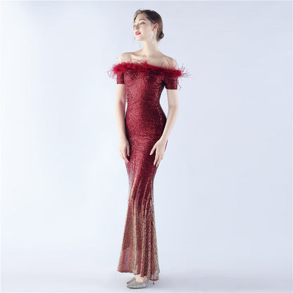 Mireille Off Shoulder High-End Evening Formal Dress