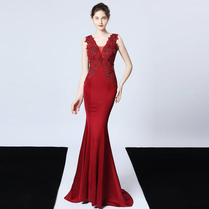 Hand Appliquéd Beaded Formal Dress
