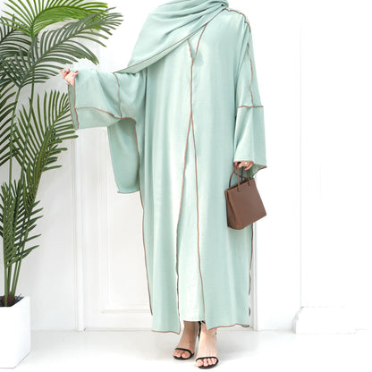 3pcs Set Cardigan+without Sleeves Inner Dress+Hijab