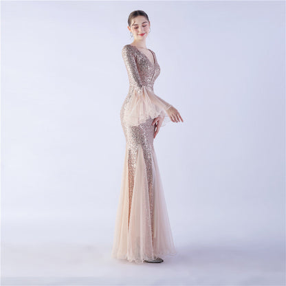 Trimmed Mesh Formal Gown