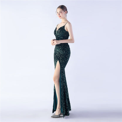 Azura Long Spaghetti Strap Evening Formal Gown