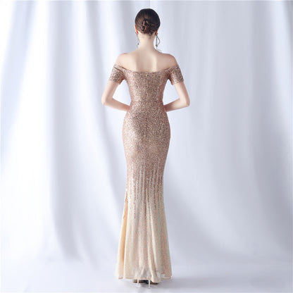 Gradient Beaded Formal Dress