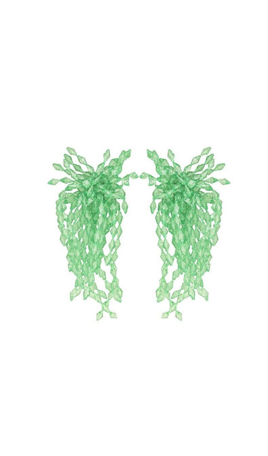 GREEN ACRYL TASSEL EARRINGS