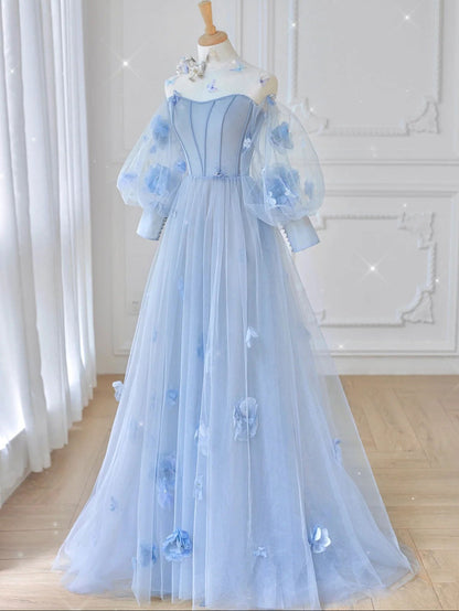 Blue tulle lace Maxi dress