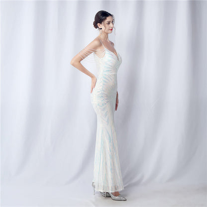 Beaded Halter Formal Dress