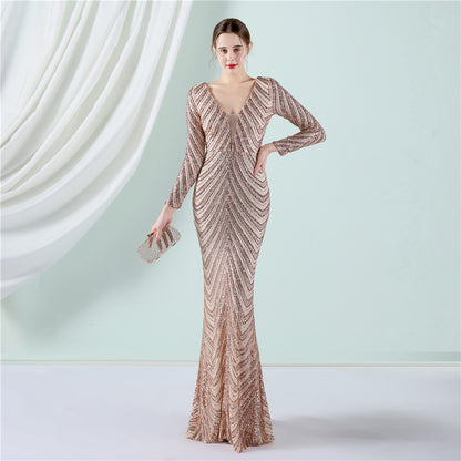 Sequined Fishtail Formal Dress