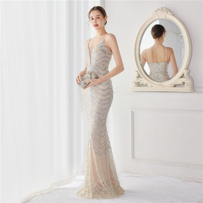 Wave Gradient Beaded Formal Dress
