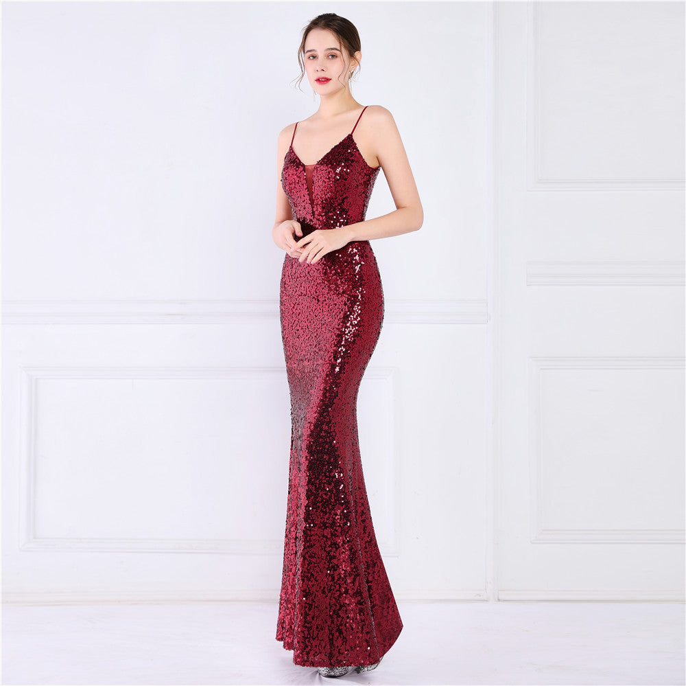 Beaded Position Flower Formal Dress