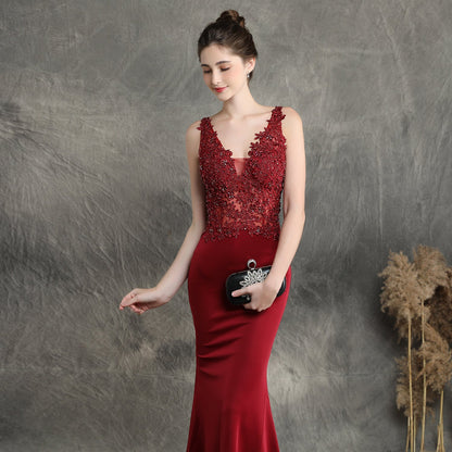 Handmade Applique Beaded Formal Dress