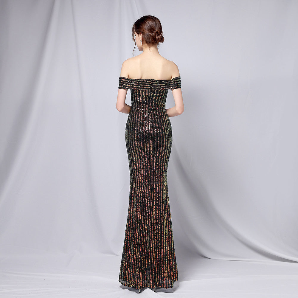 Off The Shoulder Fishtail Formal Dress