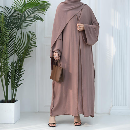 3pcs Set Cardigan+without Sleeves Inner Dress+Hijab