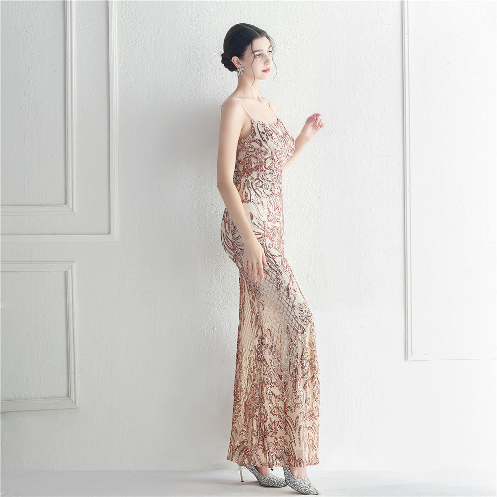 Positioned Floral Beaded Formal Dress