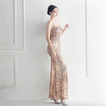 Positioned Floral Beaded Formal Dress