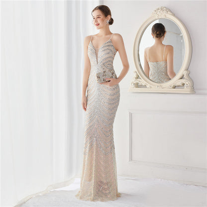 Wave Gradient Beaded Formal Dress