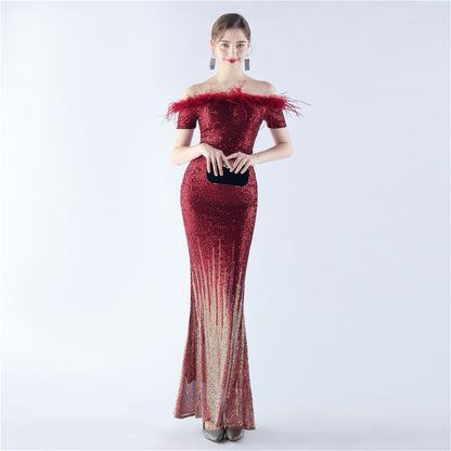 Mireille Off Shoulder High-End Evening Formal Dress