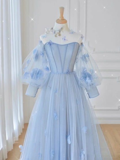 Blue tulle lace Maxi dress