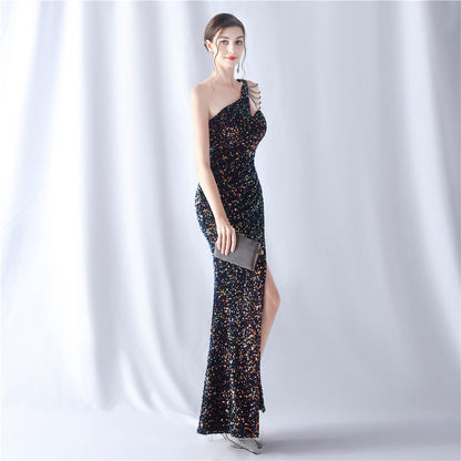 Abito formale con perline e retro in velluto 