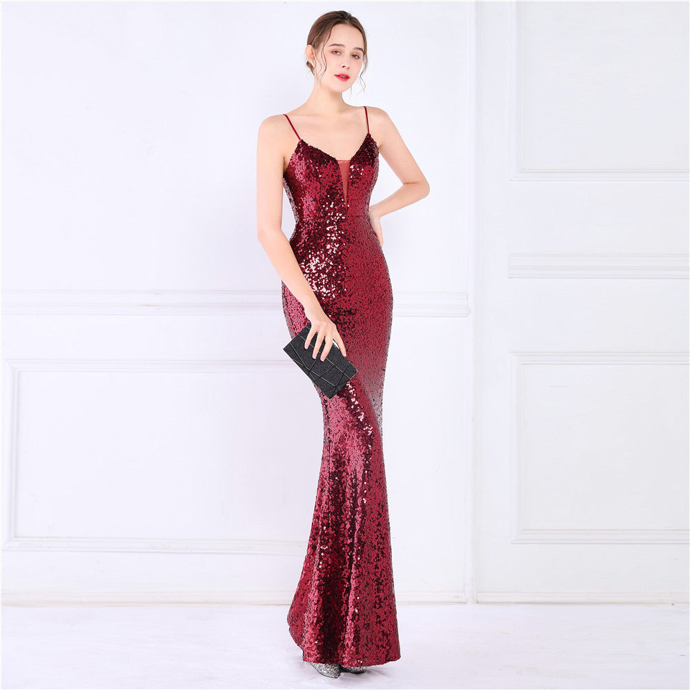 Beaded Position Flower Formal Dress