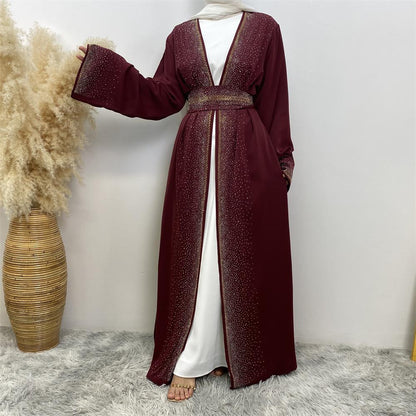 Hot Diamond Lace Up Cardigan with Pocket Dress