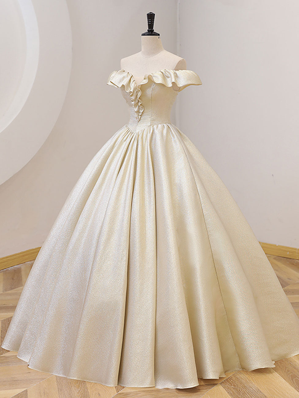Champagne Satin Prom Dress