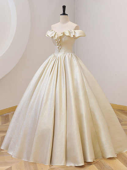 Champagne Satin Prom Dress