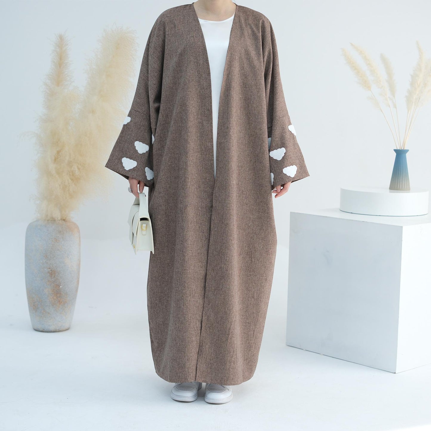 Cloud Embroidered Elegant Cardigan Robe