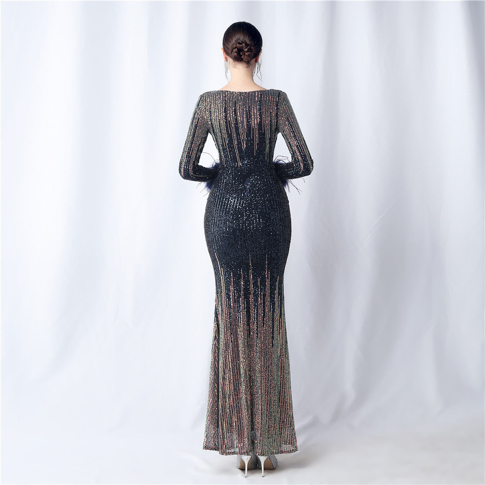 Ostrich Gradient Formal Dress