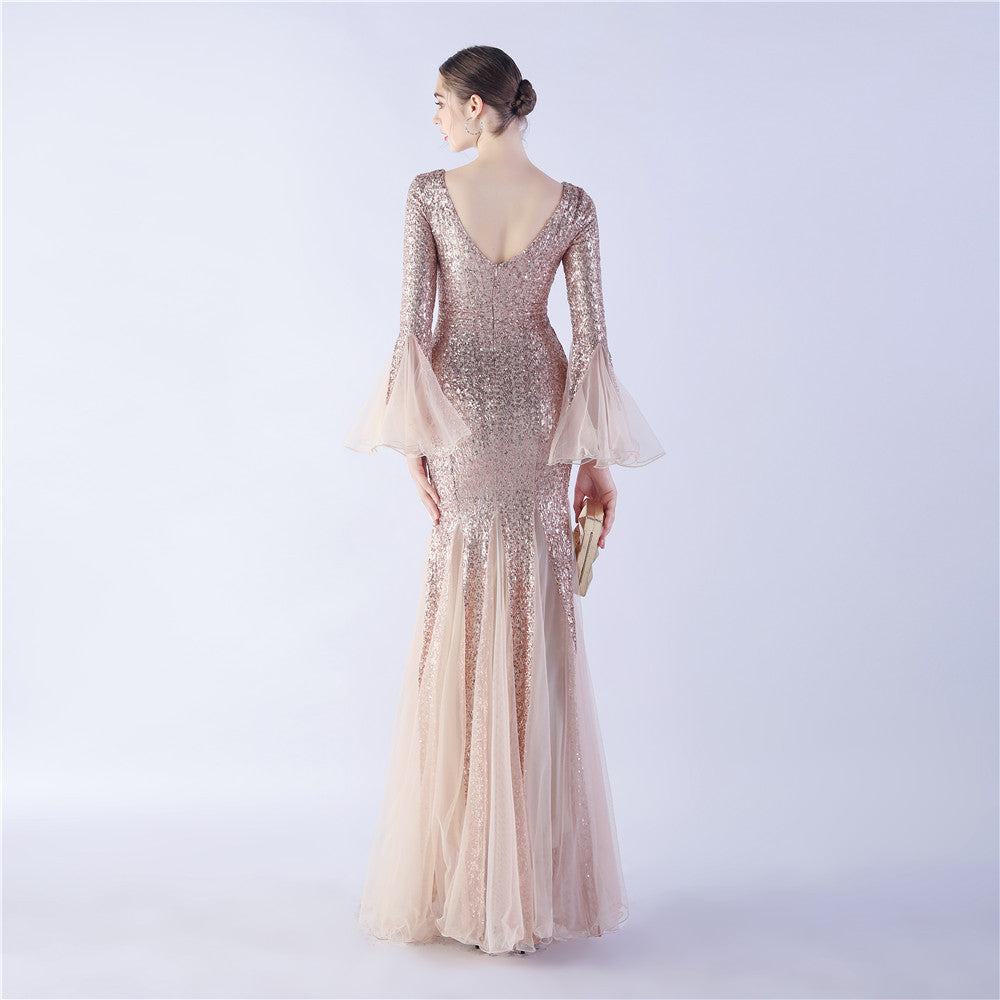Trimmed Mesh Formal Gown