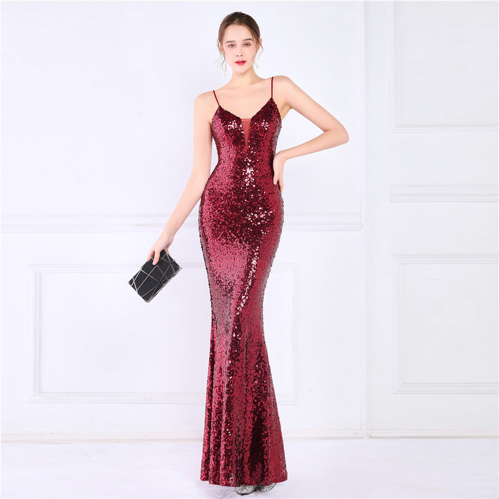 Beaded Position Flower Formal Dress