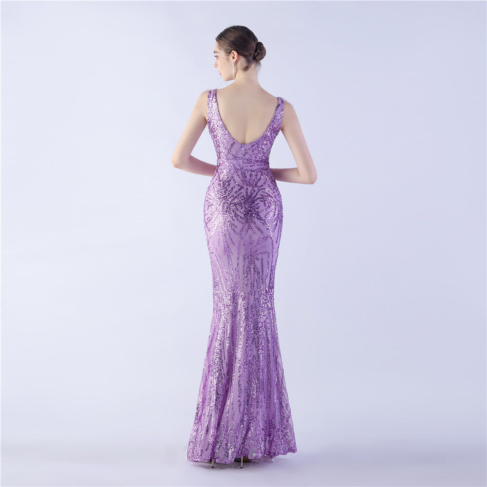 Camel Hair Side Split Formal Dress