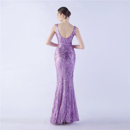 Camel Hair Side Split Formal Dress