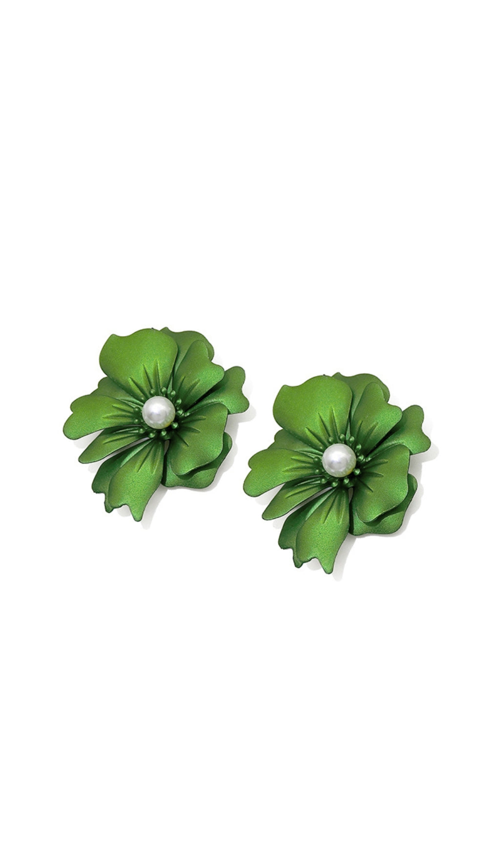 GREEN PETAL ALLOY EARRINGS