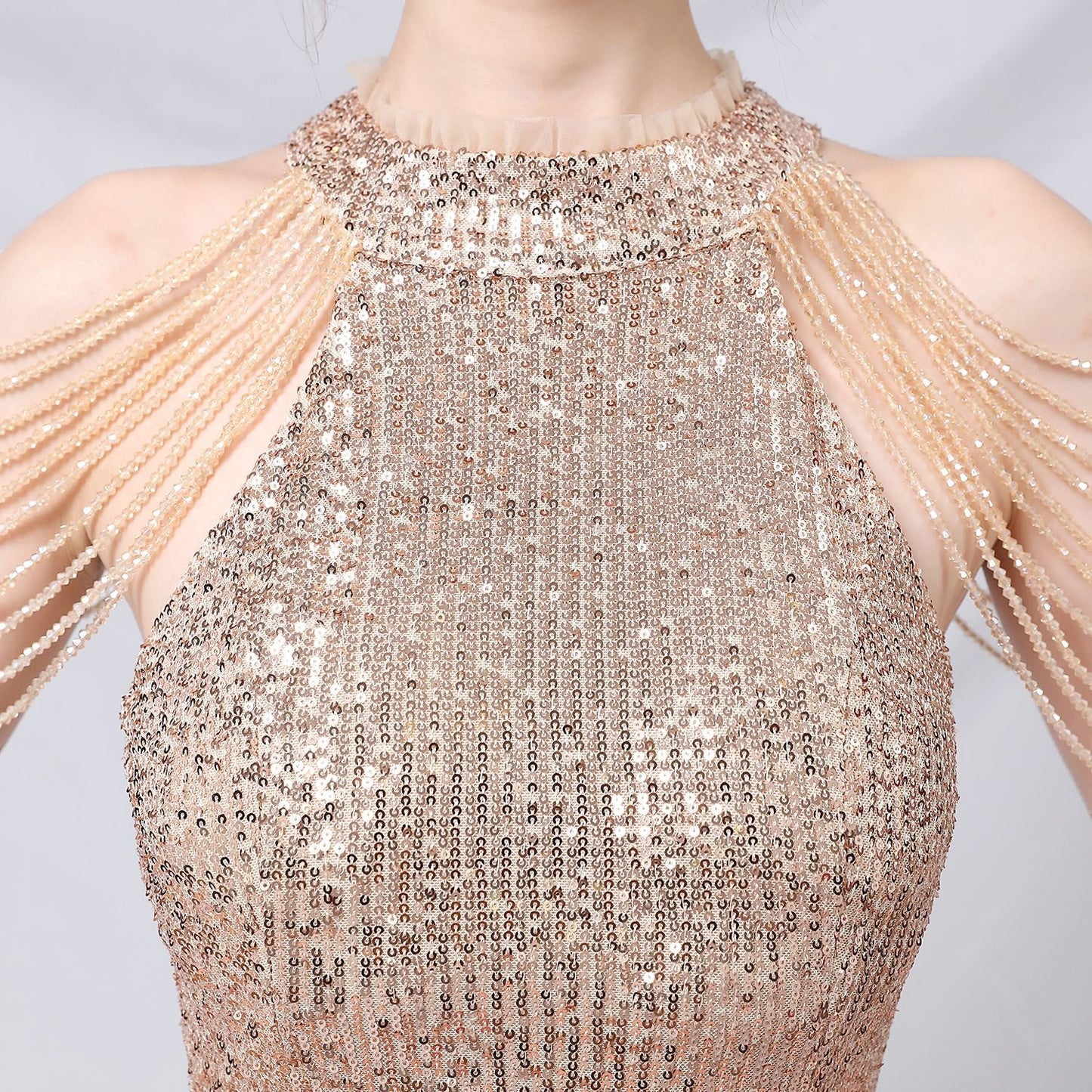 Beaded Hip Wrap Formal Dresses