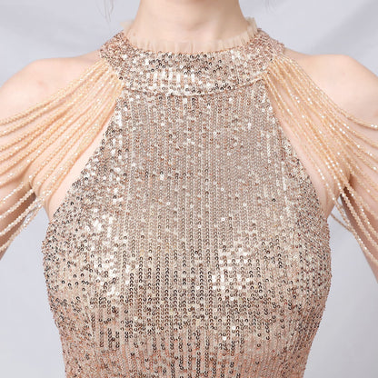 Beaded Hip Wrap Formal Dresses