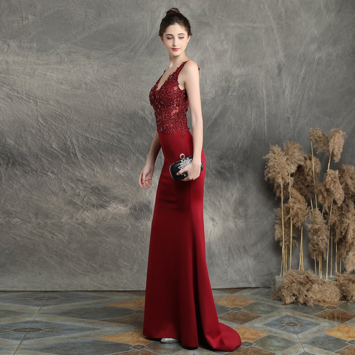 Handmade Applique Beaded Formal Dress