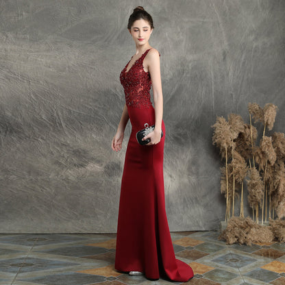 Handmade Applique Beaded Formal Dress