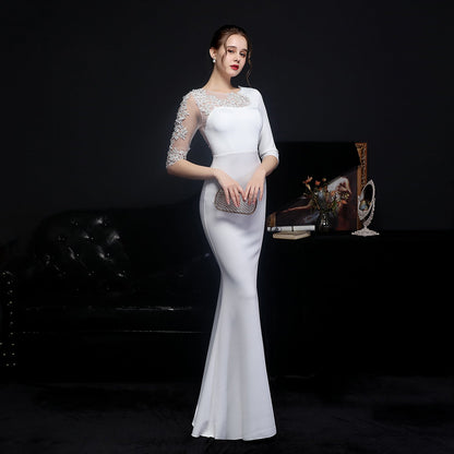 Lace Rhinestone Formal Dress