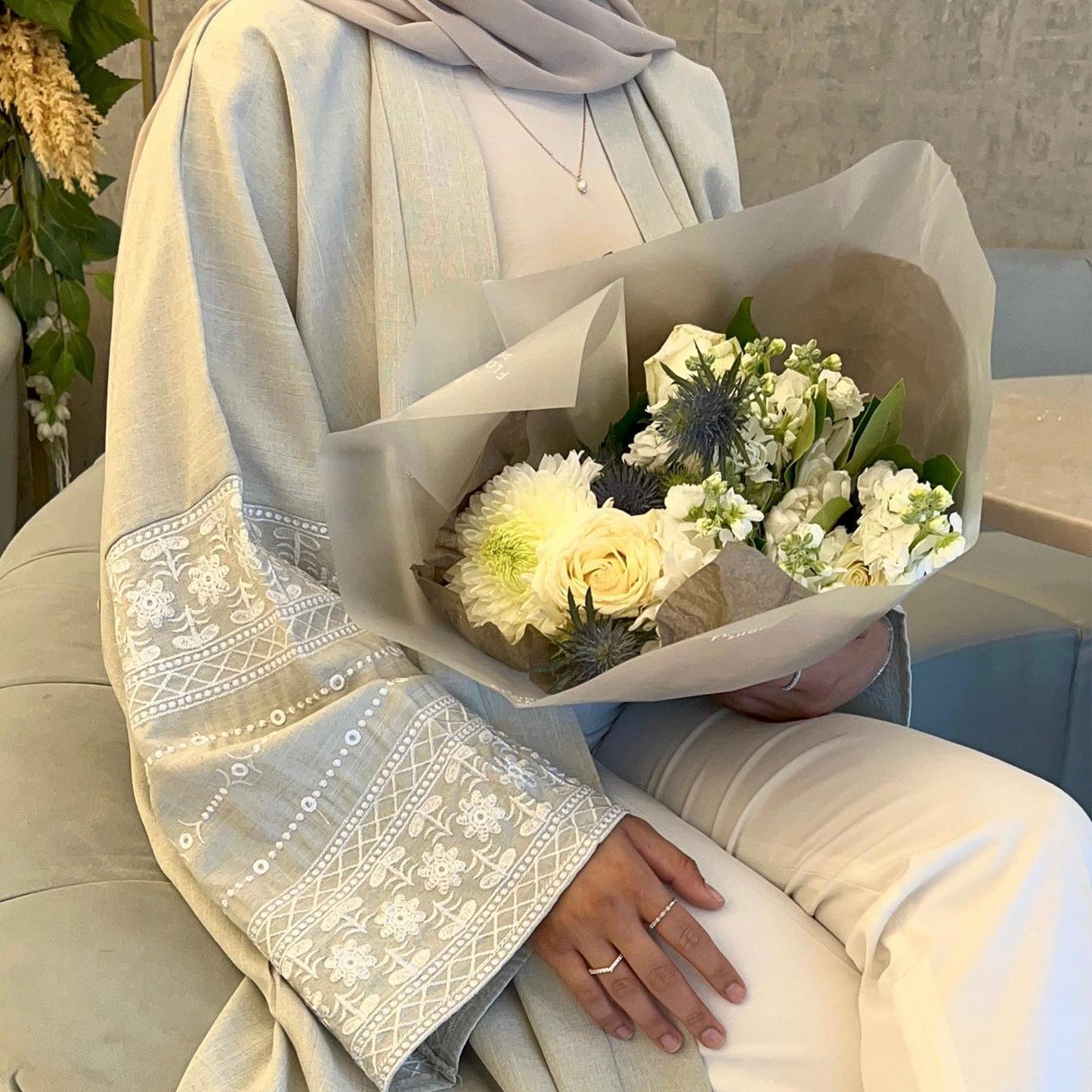 Embroidered Elegant Cardigan Robe