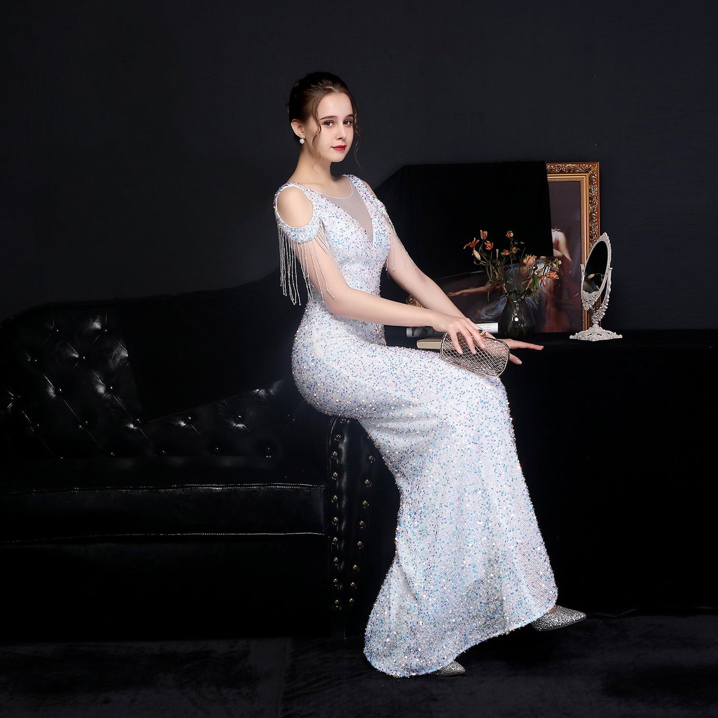 Illusion Beaded Formal Dress