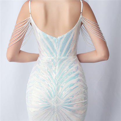 Beaded Halter Formal Dress