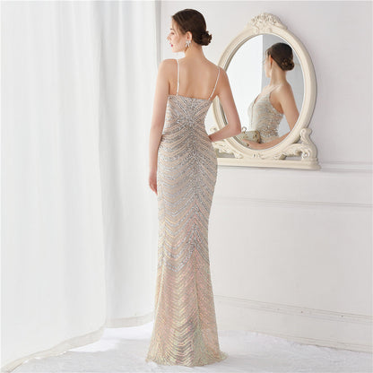 Wave Gradient Beaded Formal Dress