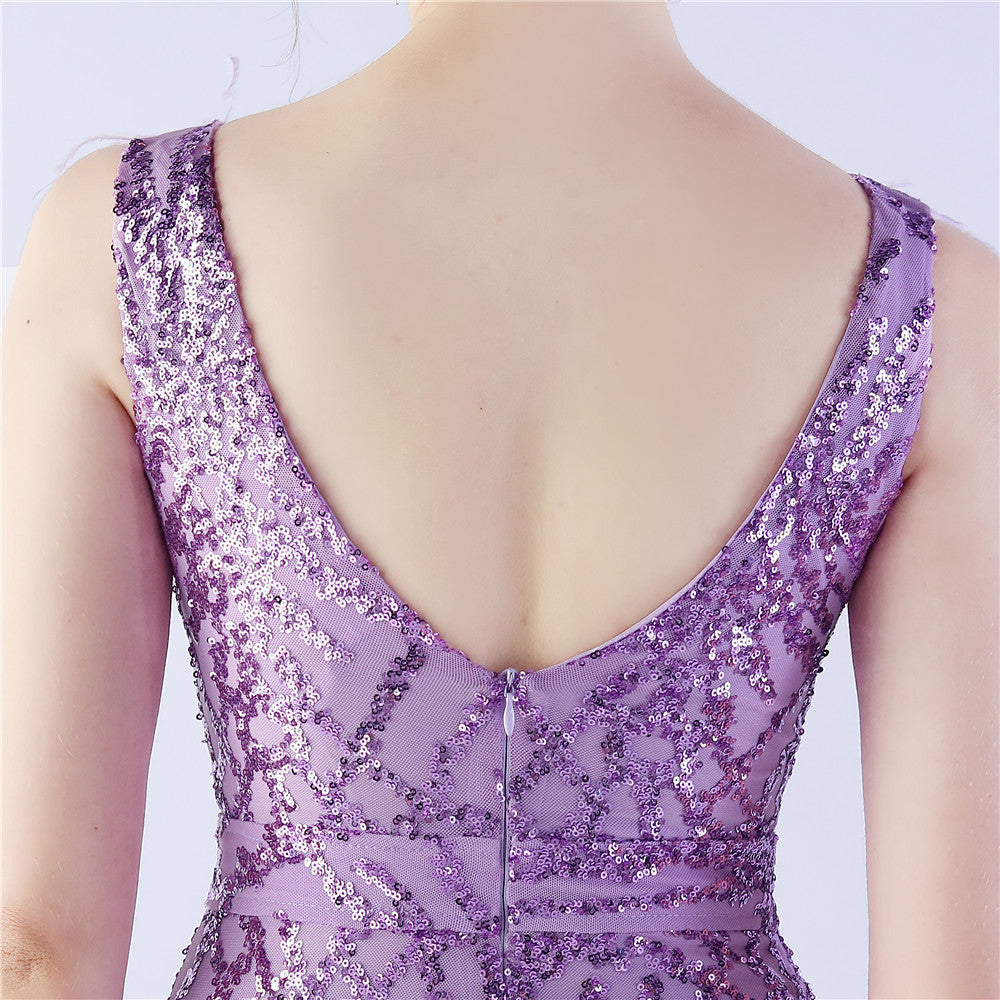 Camel Hair Side Split Formal Dress