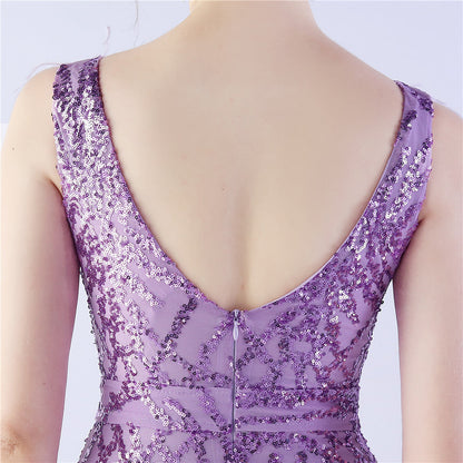 Camel Hair Side Split Formal Dress