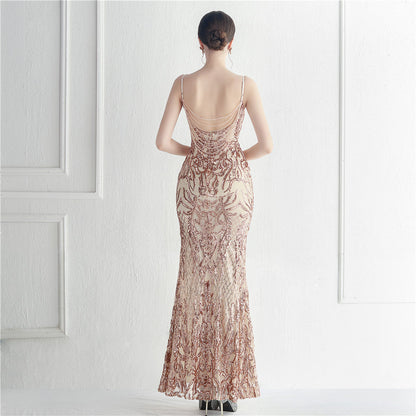 Positioned Floral Beaded Formal Dress