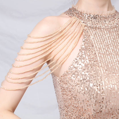 Beaded Hip Wrap Formal Dresses