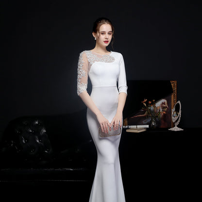 Lace Rhinestone Formal Dress