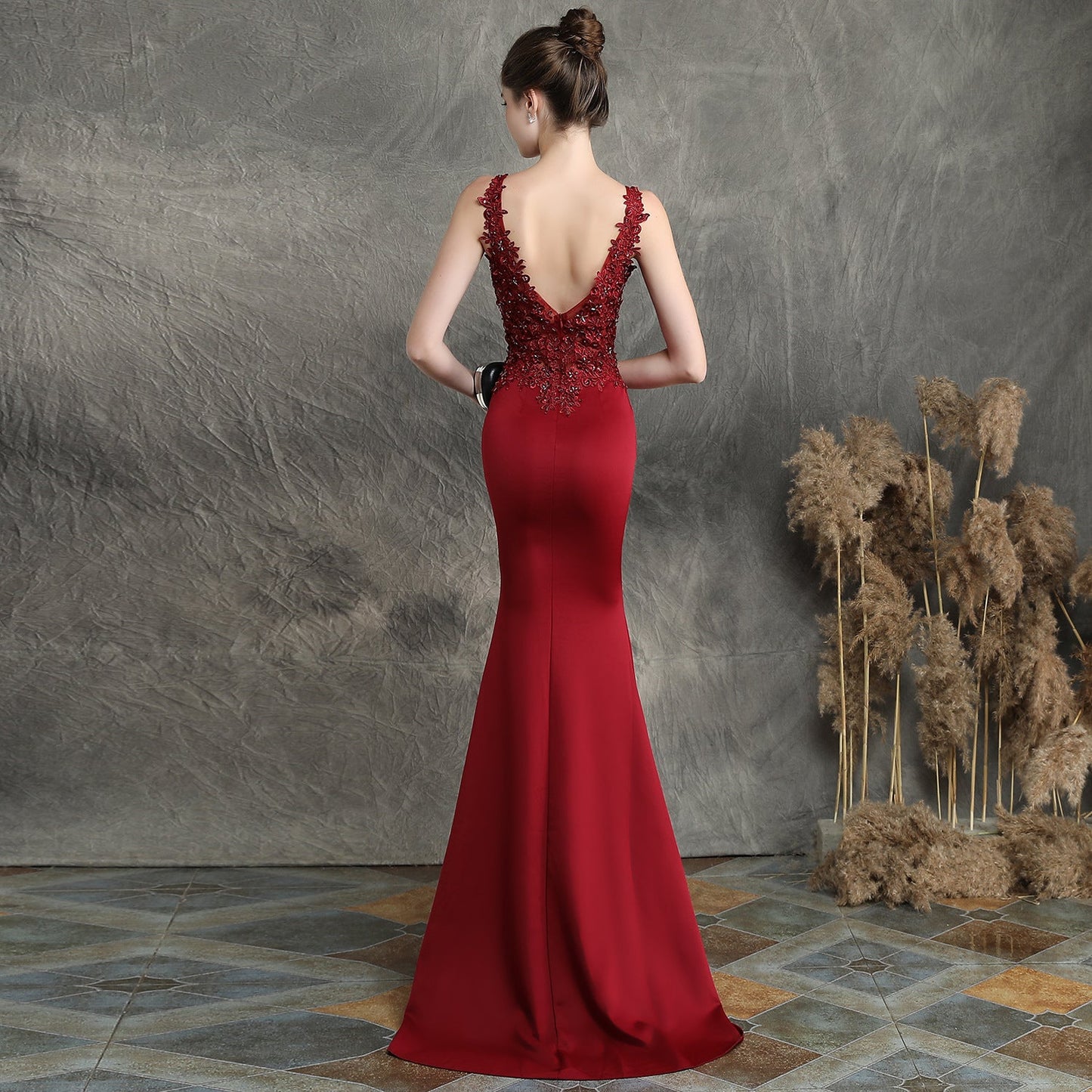 Handmade Applique Beaded Formal Dress